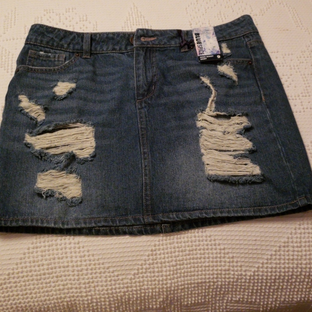 Blue Spice High Waisted Jean Skirt